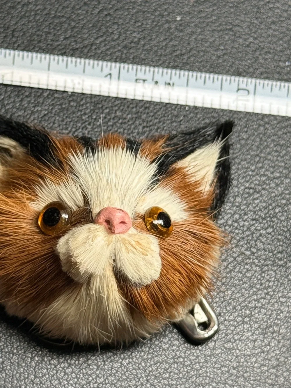 Vintage 1970s 3D Cat Head Pin Brooch Hand Made 2